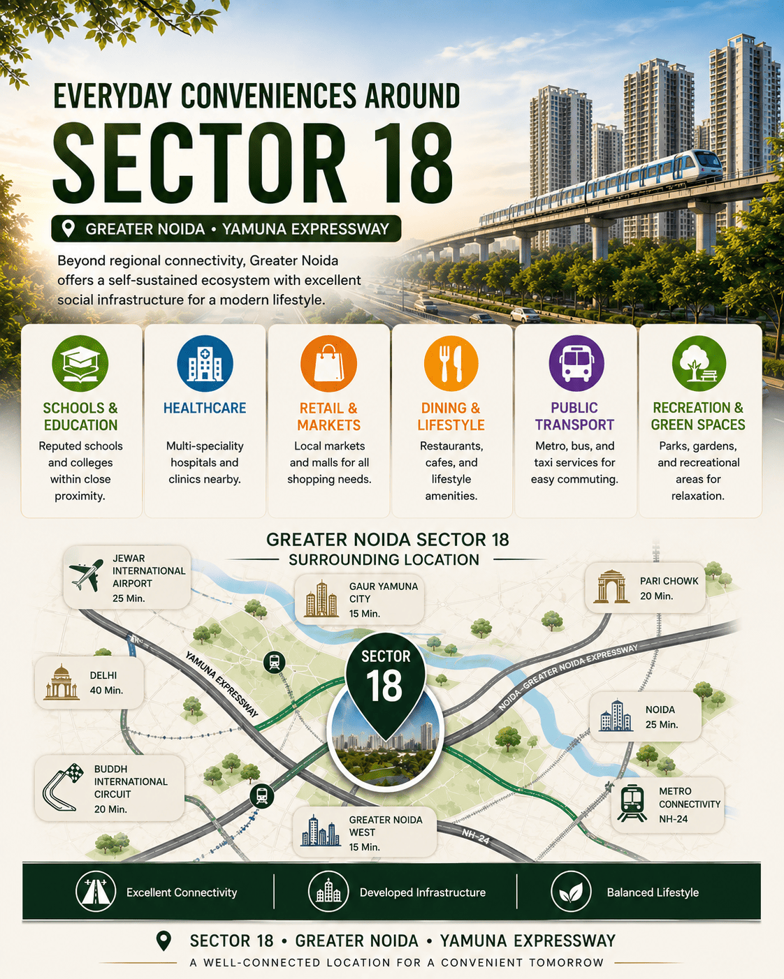 Gaur Sector 18 Yamuna Expressway Greater Noida location